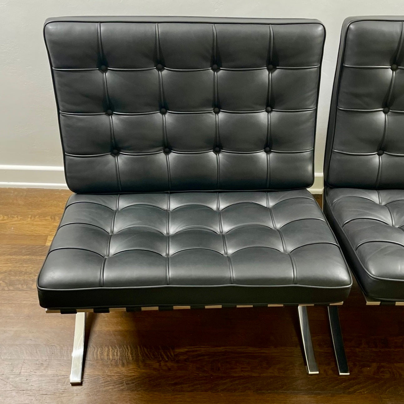 Barcelona Chairs, pair of- Mies van der Rohe for KNOLL, 1980s