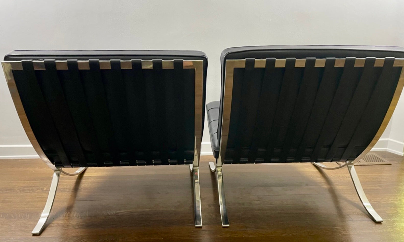 Barcelona Chairs, pair of- Mies van der Rohe for KNOLL, 1980s
