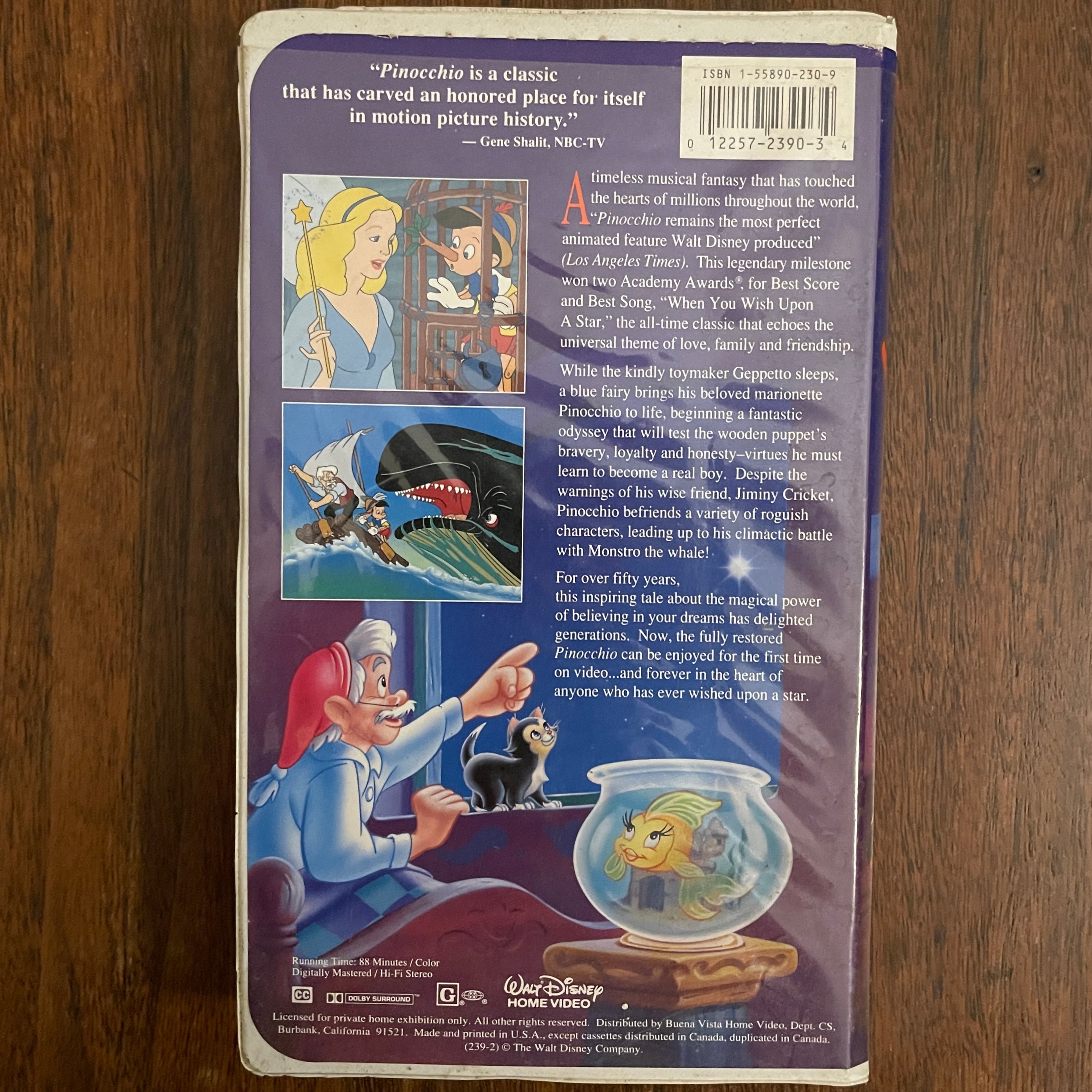Disney'S Masterpiece 'Pinocchio' Vhs; 1993